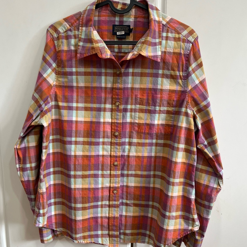 Pendleton women plaid button up shirt size L petite - Picture 5 of 9